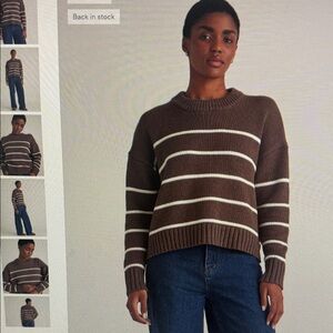 Quince Brown and Cream Striped Sweater